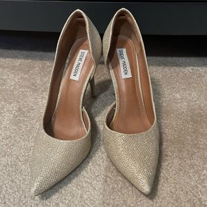 Steve Madden gold glitter heels